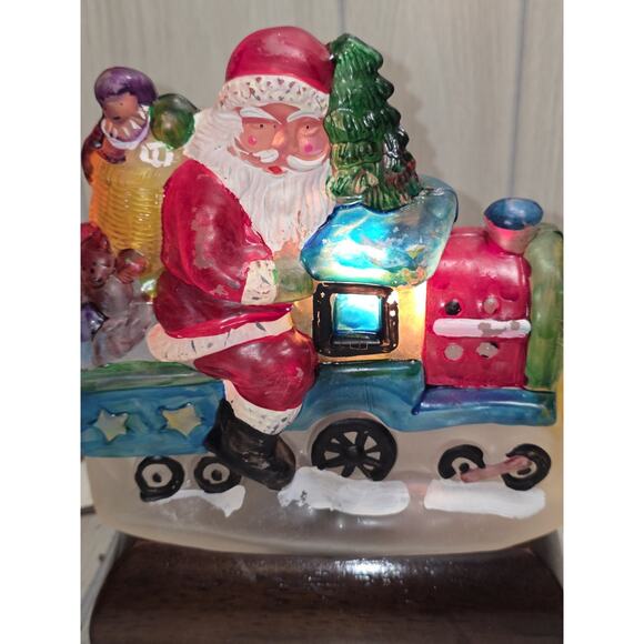 Vtg Old World Christmas Lamp Santa On A Train Hand painted Glass Holiday Decor - Picture 2 of 9